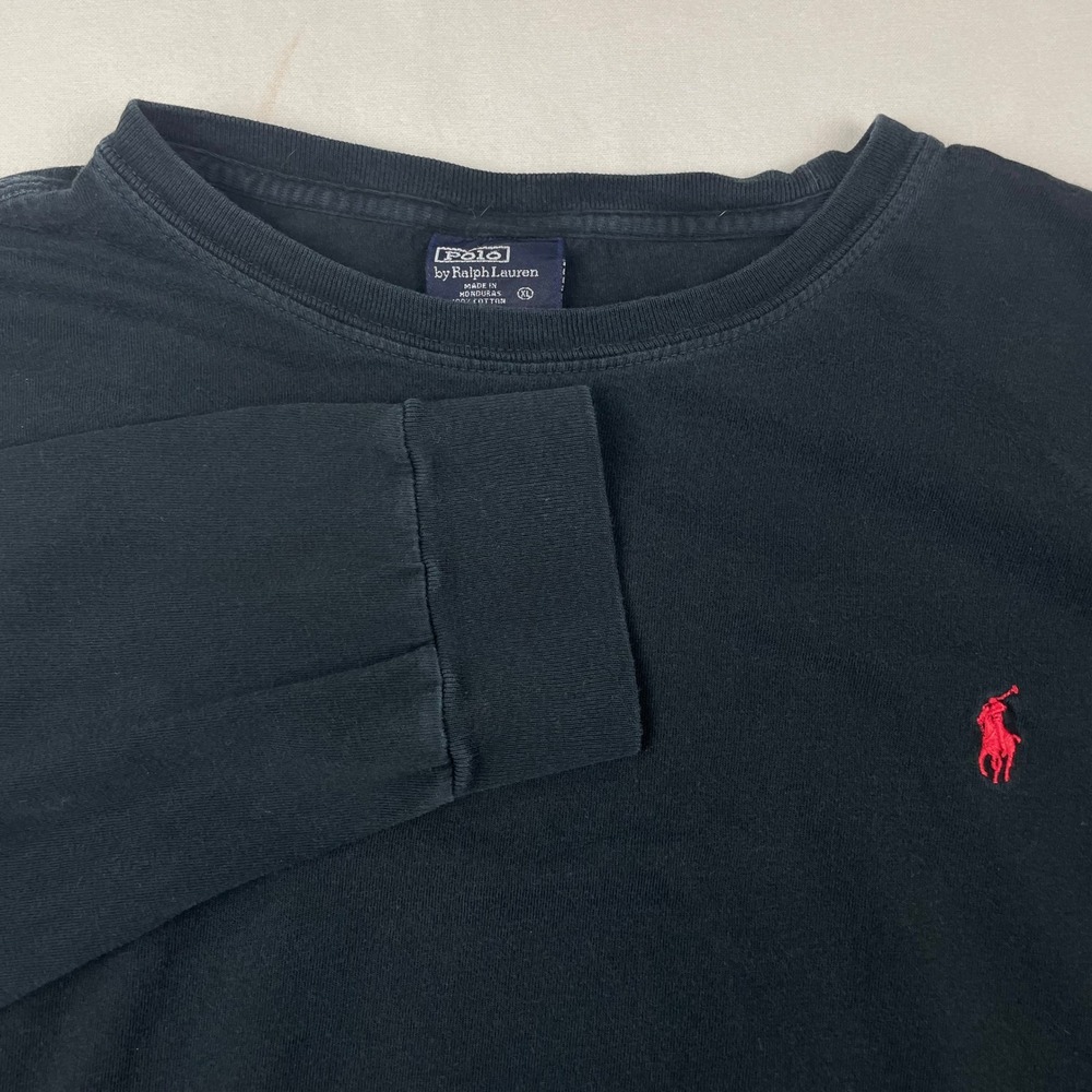 Polo Ralph Lauren Men XL Long Sleeve T-Shirt Black Red Pony Logo Crew Neck